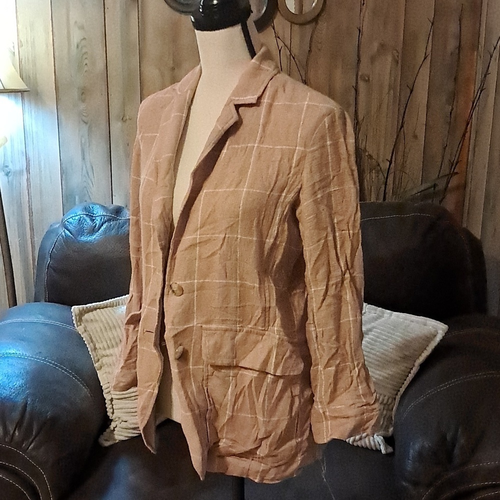 Madewell Pink Breezewoven Larsen Blazer Size XS Linen Casual Preppy Resortwear - Picture 4 of 10